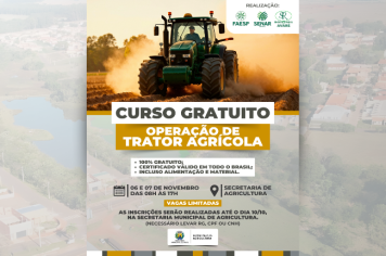 CURSO GRATUITO - OPERAÇÃO DE TRATOR AGRÍCOLA