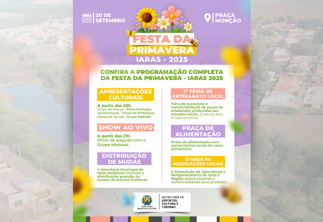 CONFIRA A PROGRAMAÇÃO COMPLETA DA FESTA DA PRIMAVERA - 2025